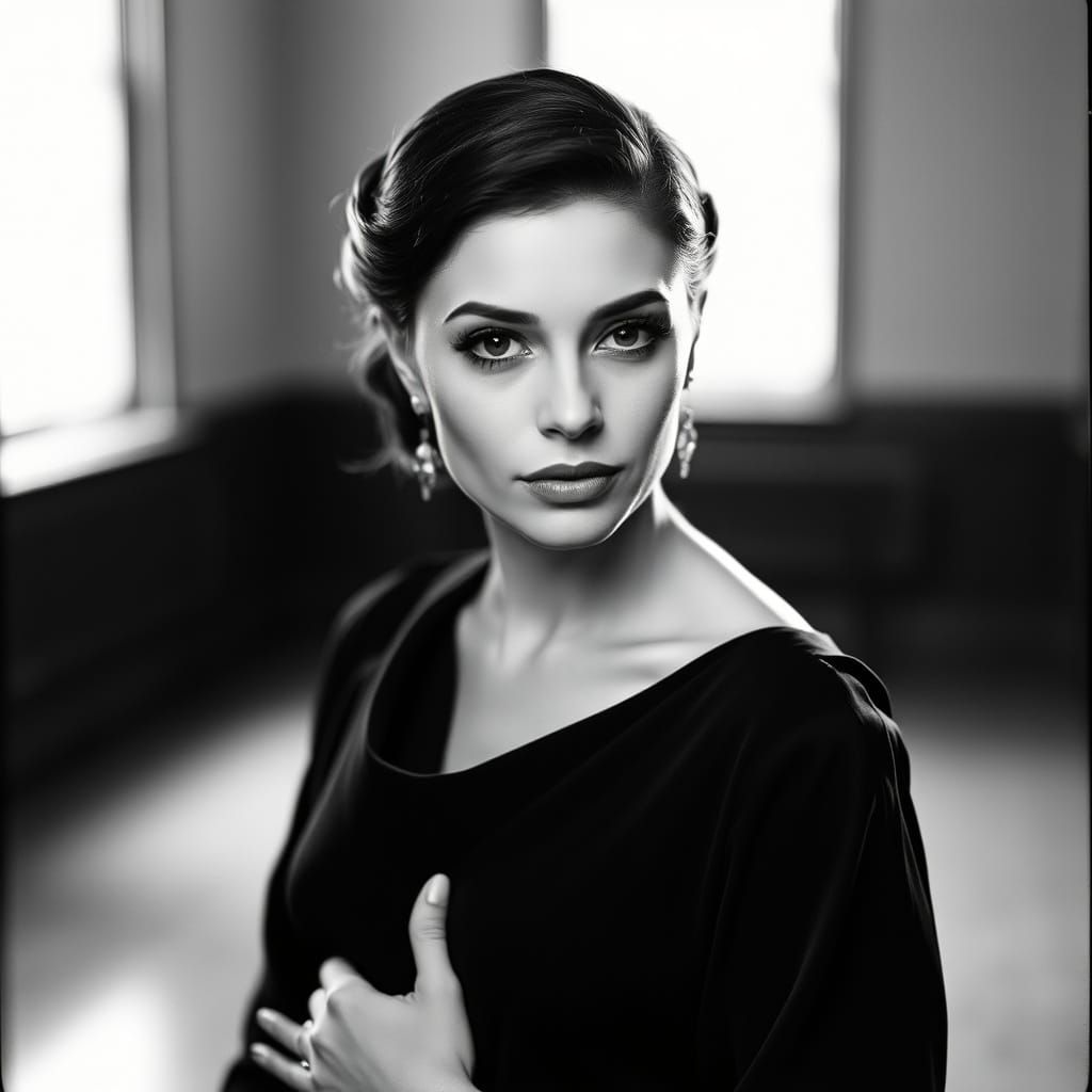 Dramatic Portrait of Woman in Ansel Adams Style