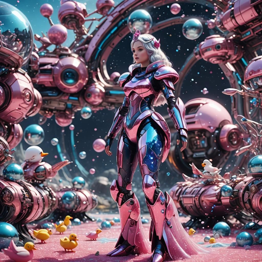 Futuristic Snow White Space Mermaid in Sci-Fi Style