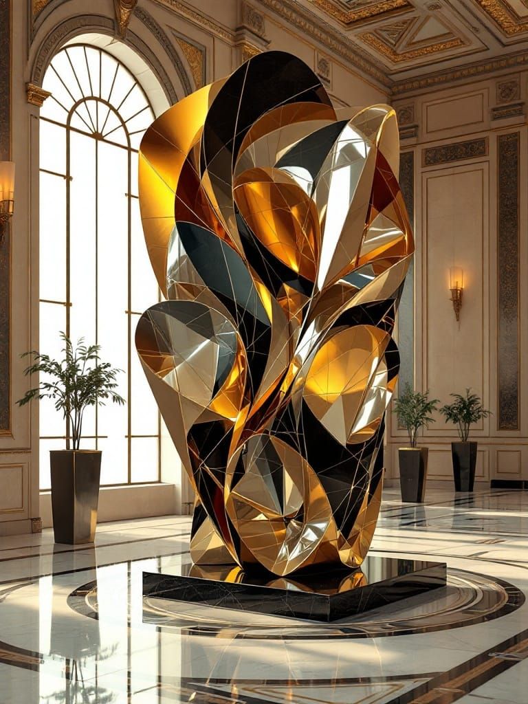 Luxurious Art Deco Sculpture in 8K DSLR Style