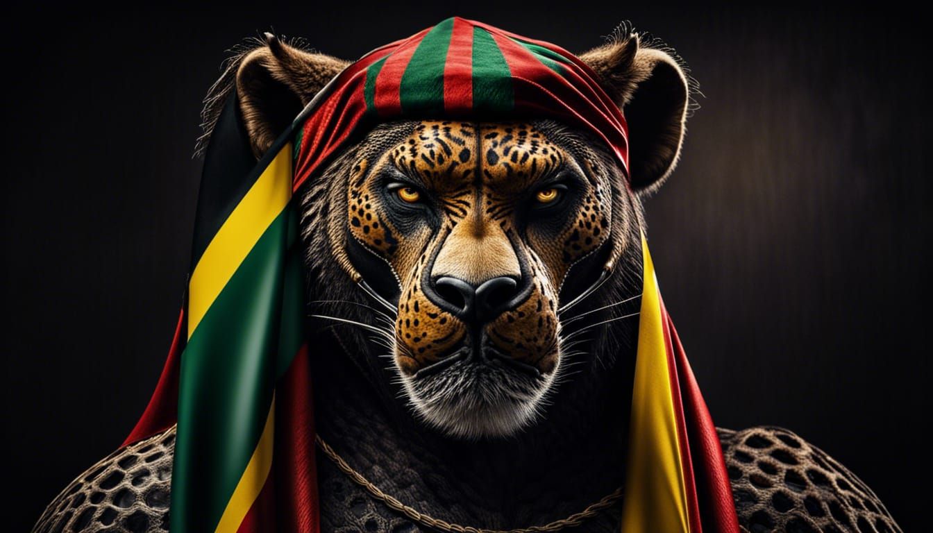 Hyperrealistic Supervillain from Cameroon with Flag