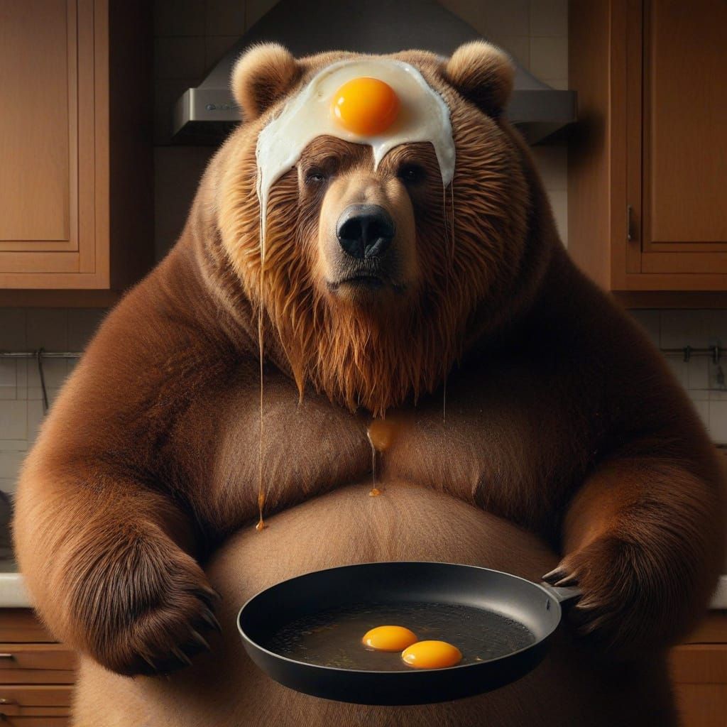 Frustrated Kodiak Bear in the Kitchen