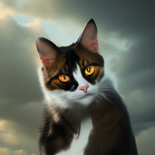 Calico Cat-Human Hybrid in Digital Painting Style