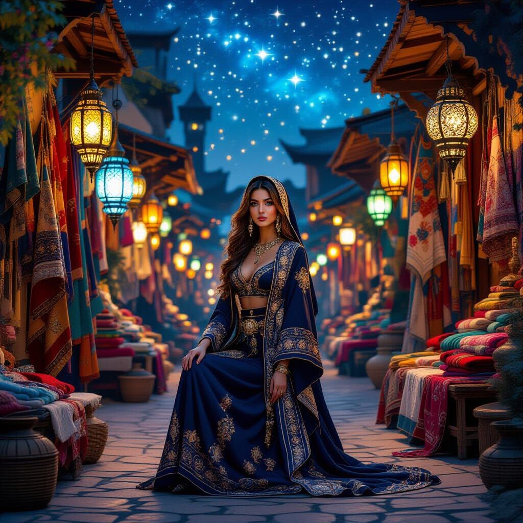 Arabian Nights Marketplace Portrait in Fantasy Style
