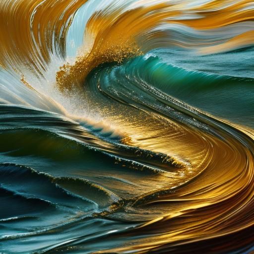 Surrealist Oil Painting of Flowing Water
