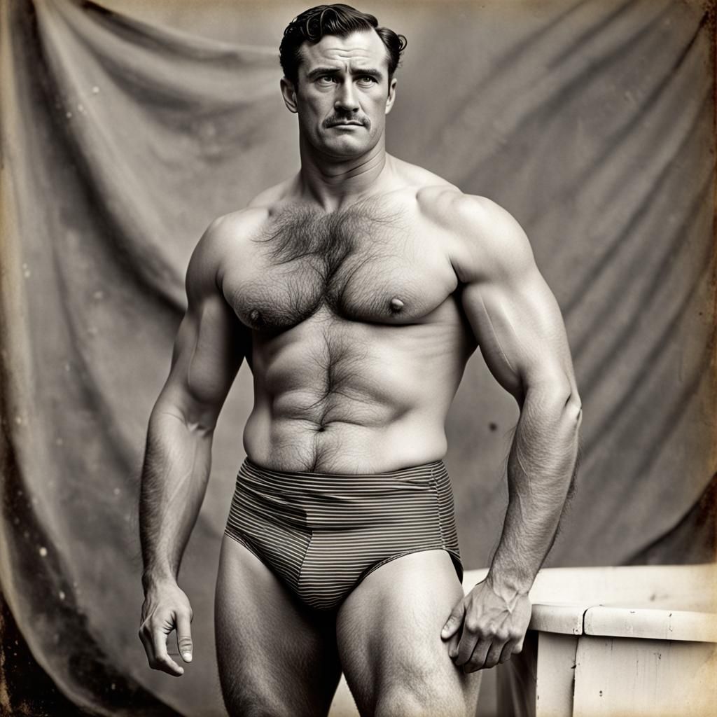 Victorian Era Portrait of a Muscular Man