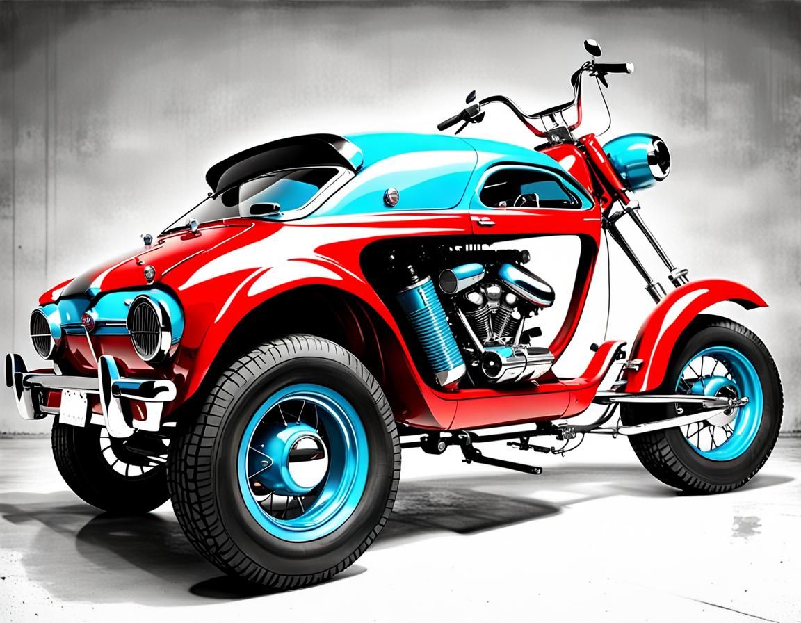 AMC Gremlin Morphing Into Chopper Motorcycle