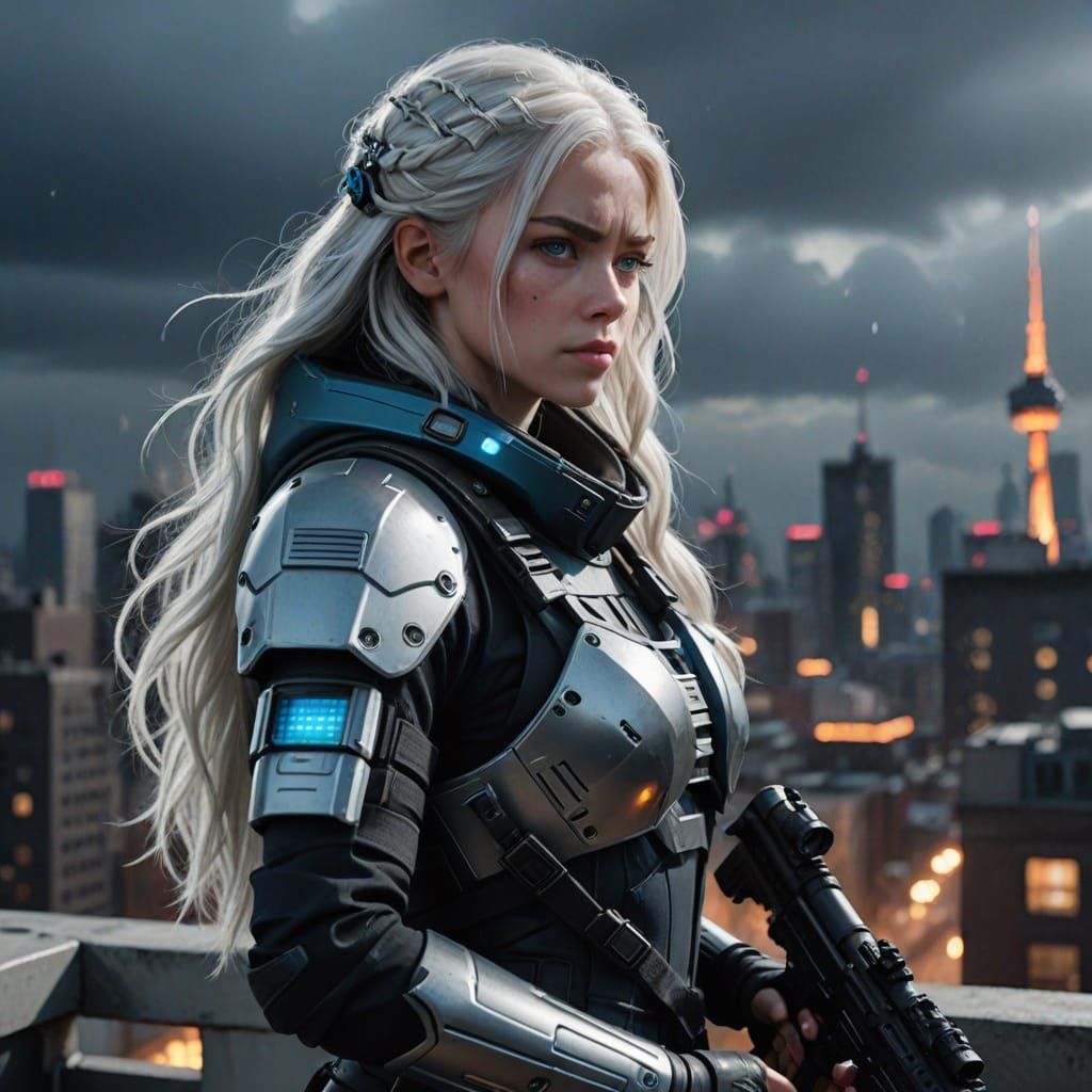 Mysterious Winter Sniper in Cityscape