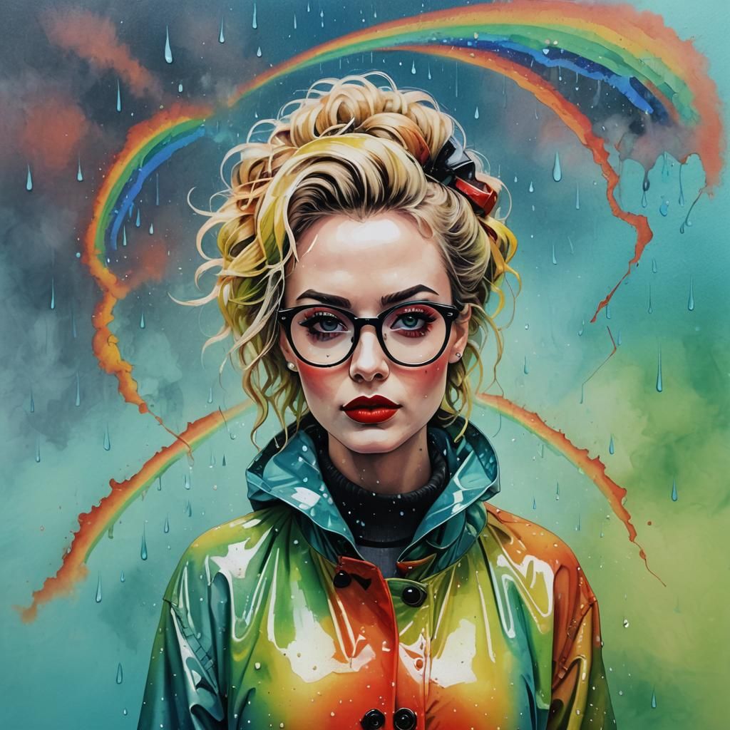 Rainbow Portrait in Airbrushed Acrylic Style