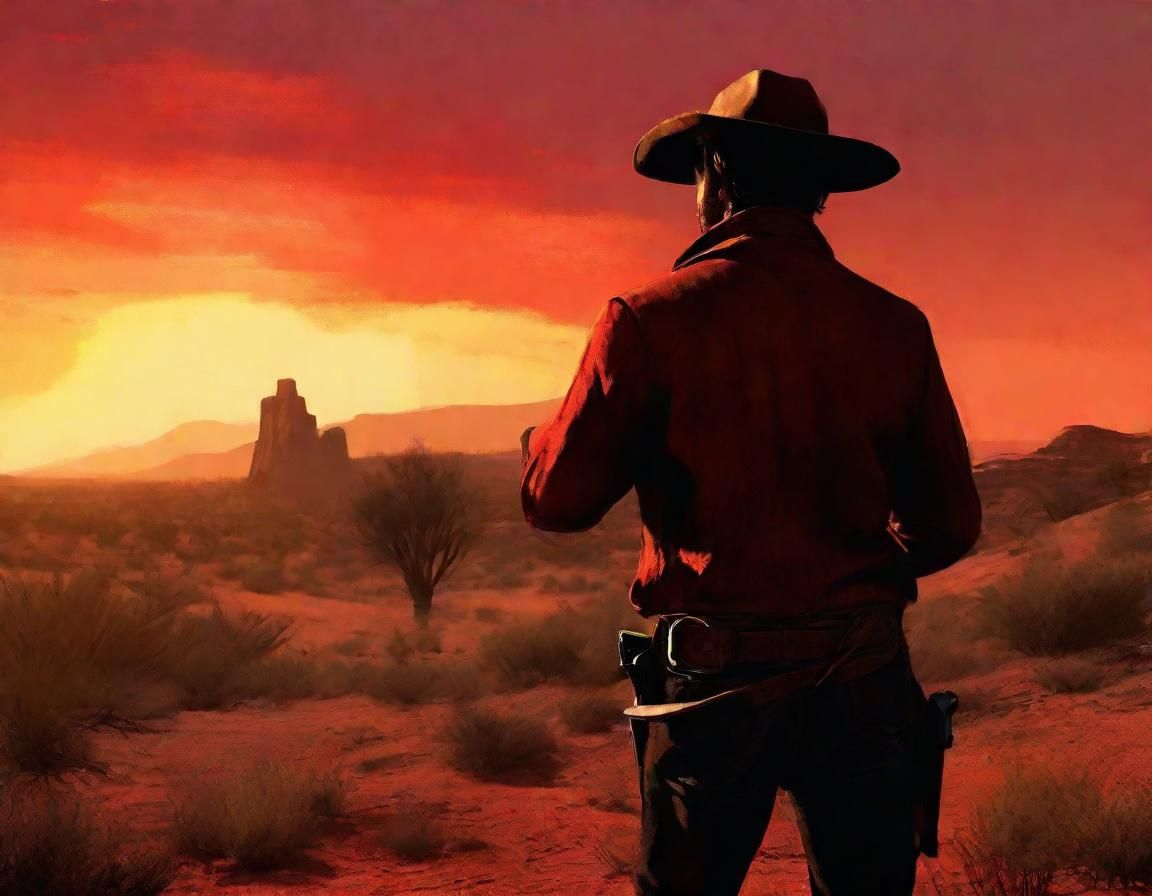 Gunslinger in Western Town: Impasto Chiaroscuro Style