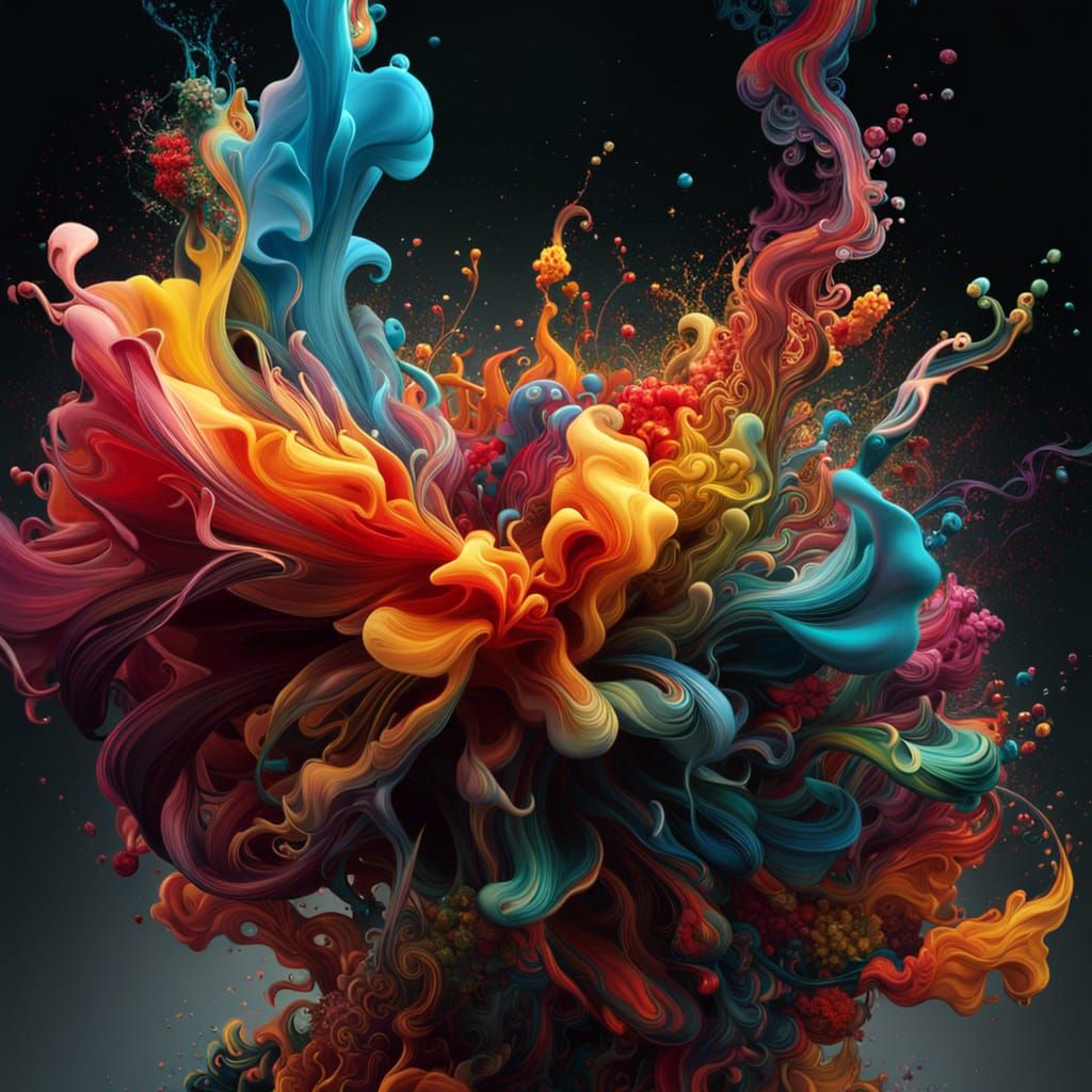 Explosion of Surreal Smoke Flowers in Rainbow Colors