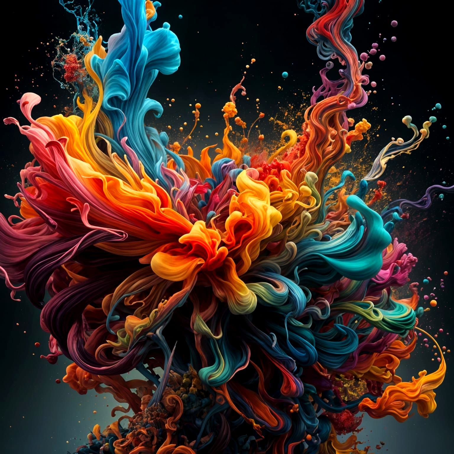 Explosion of Surreal Smoke Flowers in Rainbow Colors