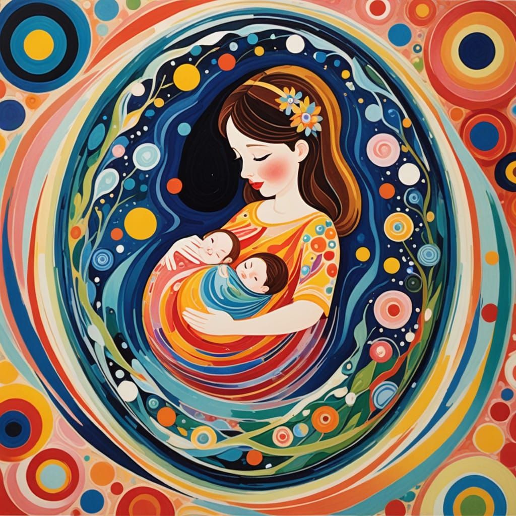 Sisters in a Dreamlike Suminagashi World