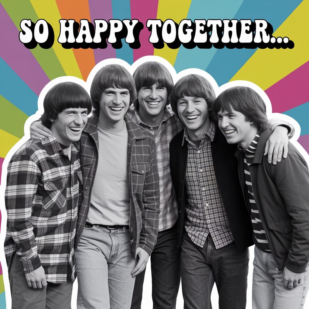 The Turtles Band: 1960s Photo with Psychedelic Collage