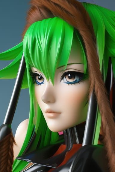 Anime Girl in Latex Outfit Detailed Full Body