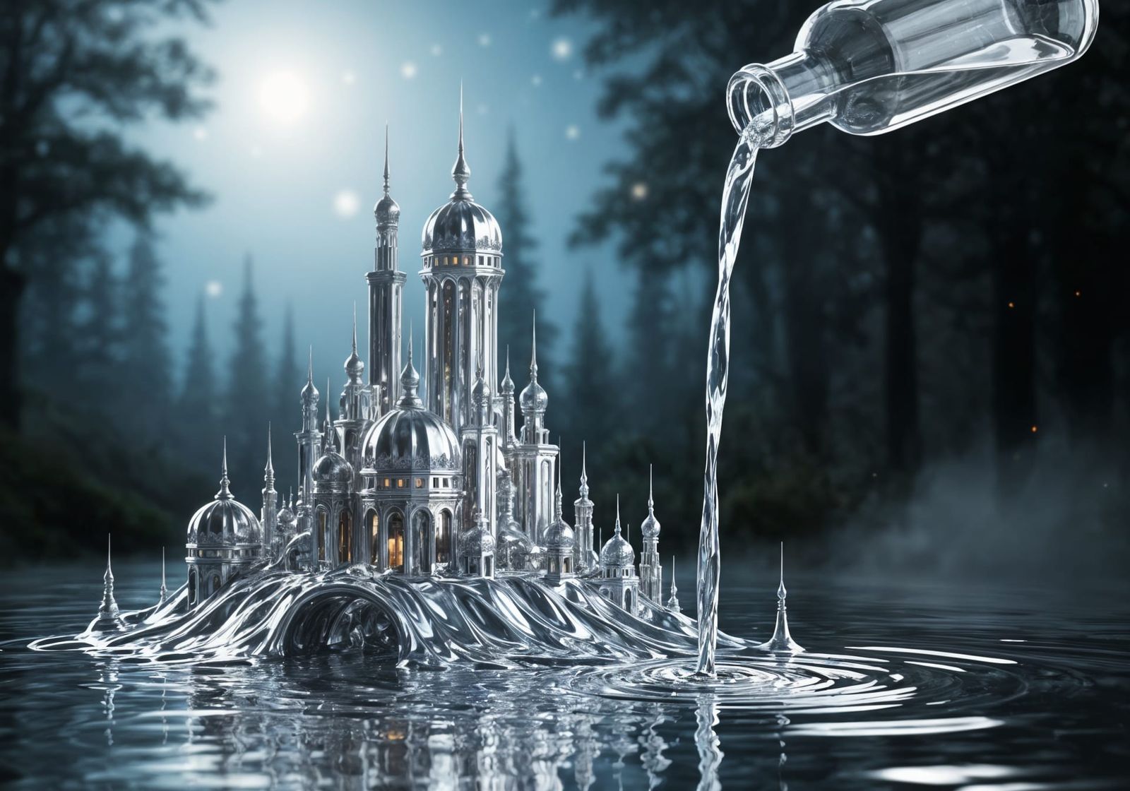 Fantasy City Rises From Flowing Quicksilver