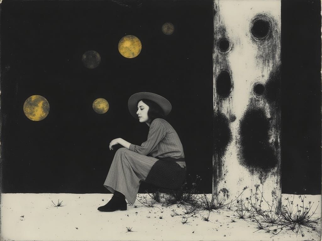 Serene Woman in a Wildflower Meadow, Dreamy Landscape in Rea...