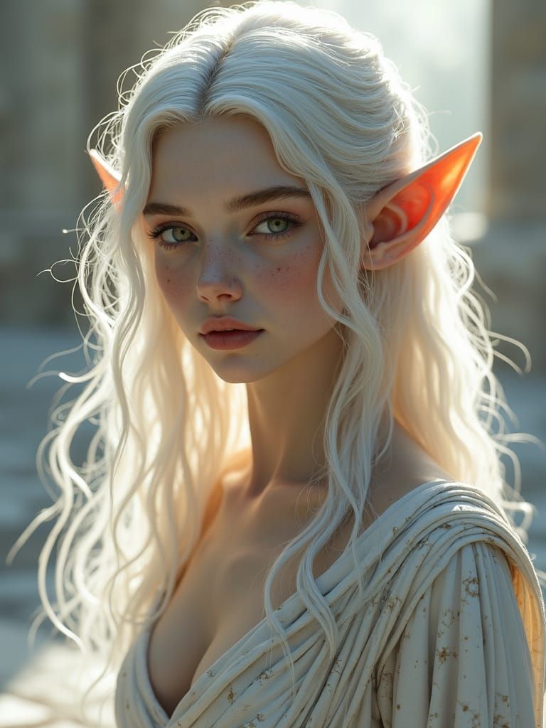 Marble Elf Portrait in Photorealistic Style