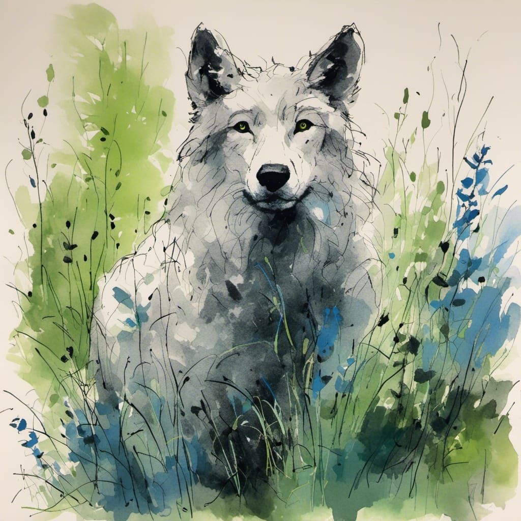 Wolf in Sheep's Clothing: Charcoal and Gouache Art