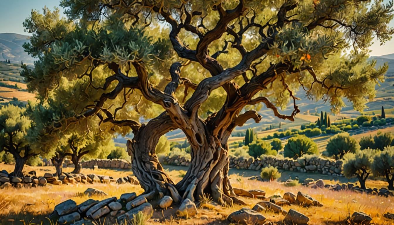 Ancient Olive Tree in Provence: Impressionist Landscape
