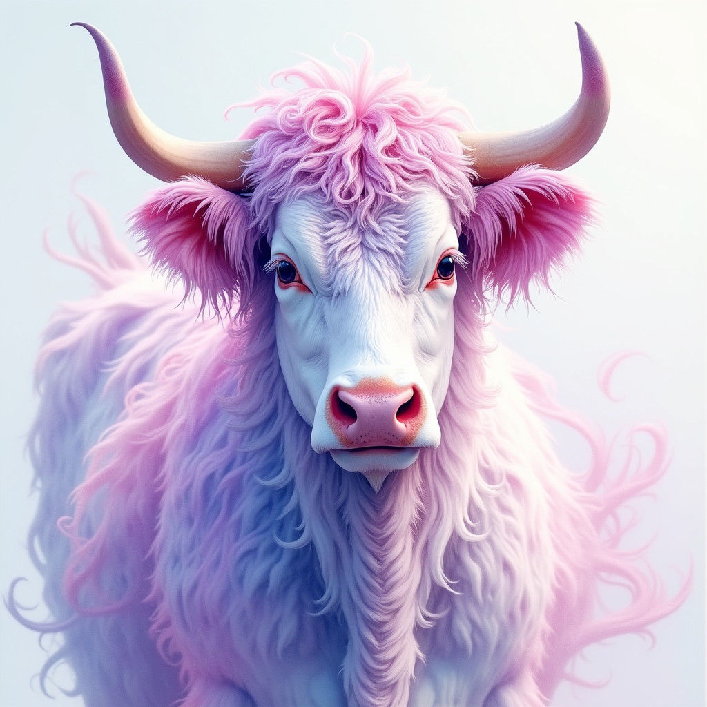 Watercolor Cow in Fantasy Dreamscape, Matte Painting