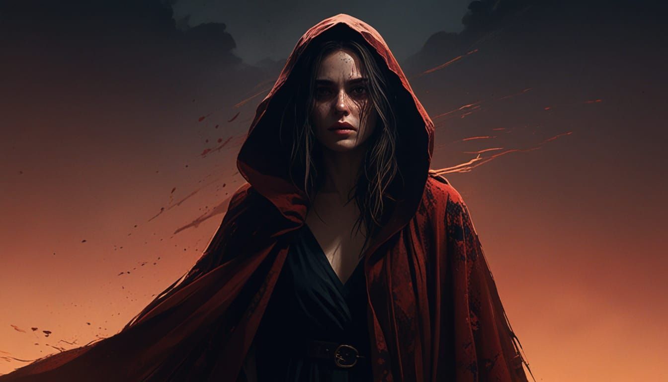 Dramatic Woman in Torn Cloak: Cinematic Graphic Novel