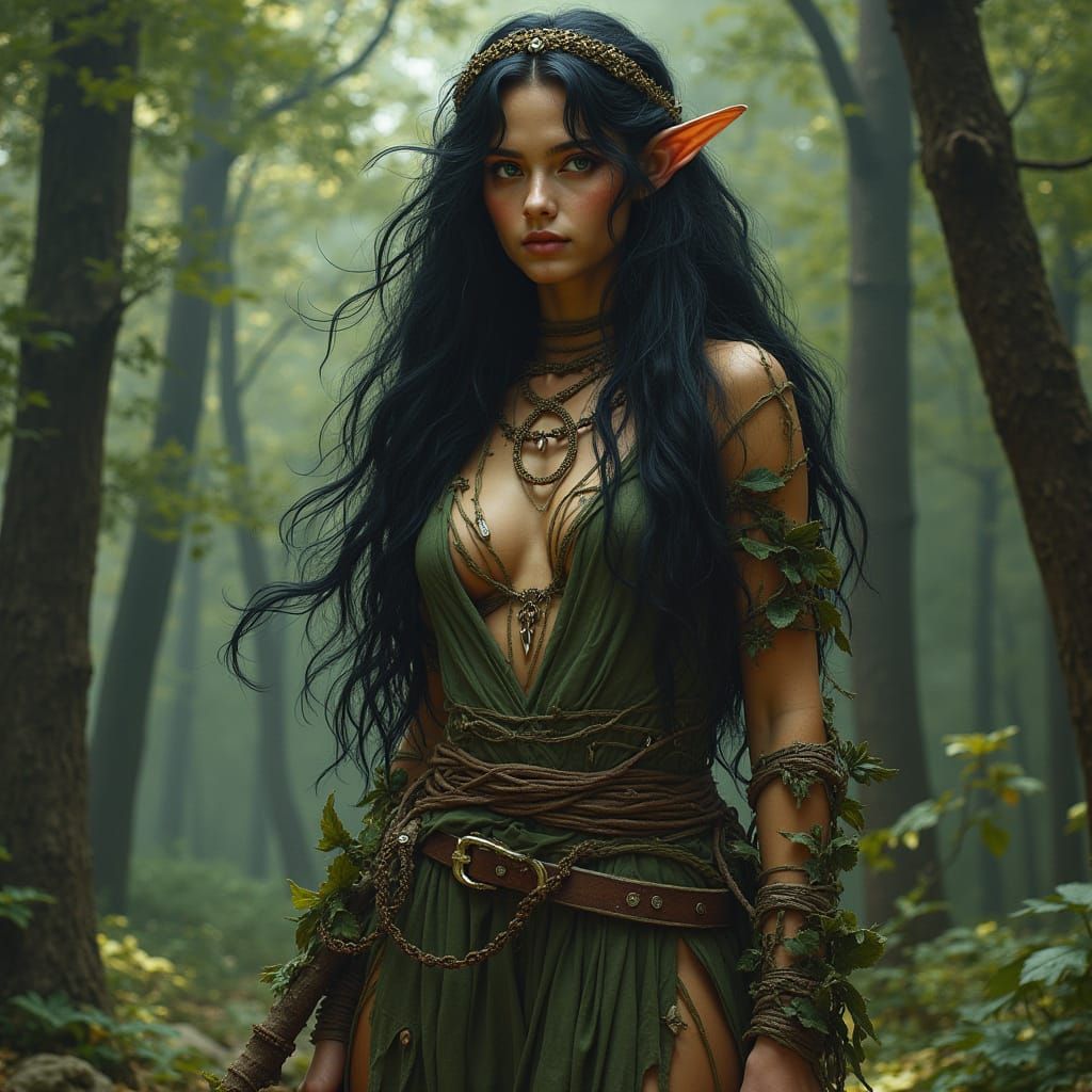 Enchanted Half-Elf Druidess of the Wild