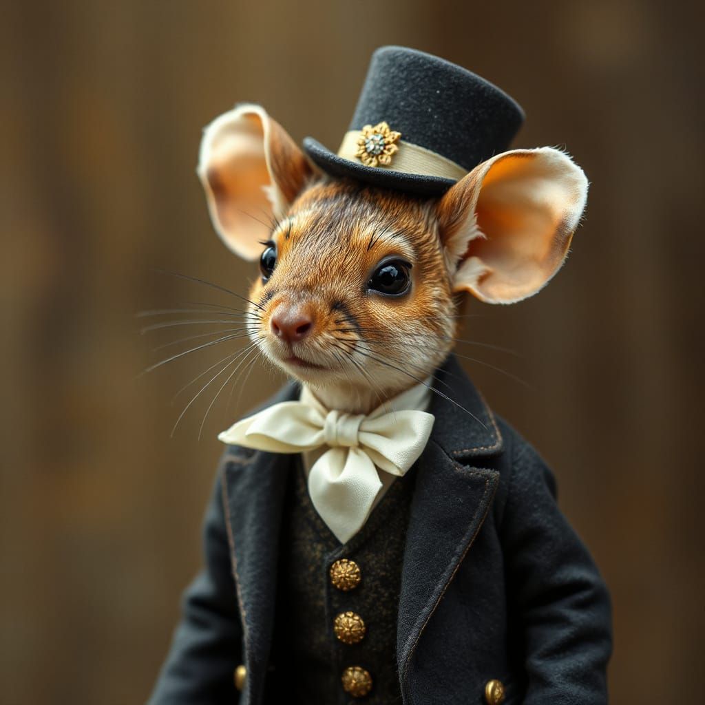 Regal Mouse in White Tie Attire