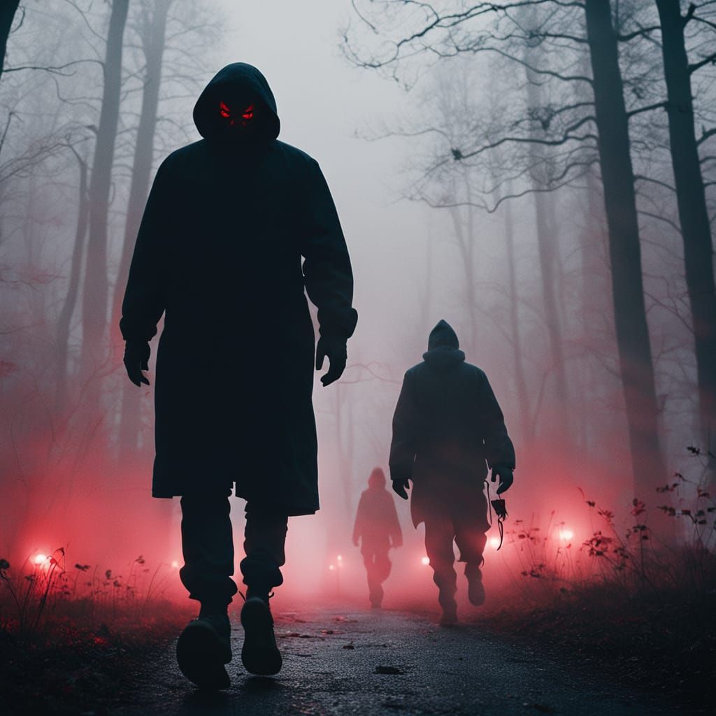 Demonic Encounter on a Long Journey in Dark Fantasy Style