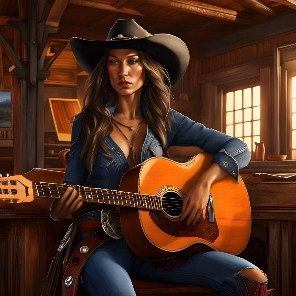 Bella Hadid as Cowgirl in Spaghetti Western Concept Art