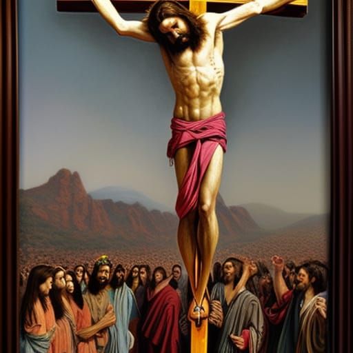Crucifixion of Christ in Oil Painting Style