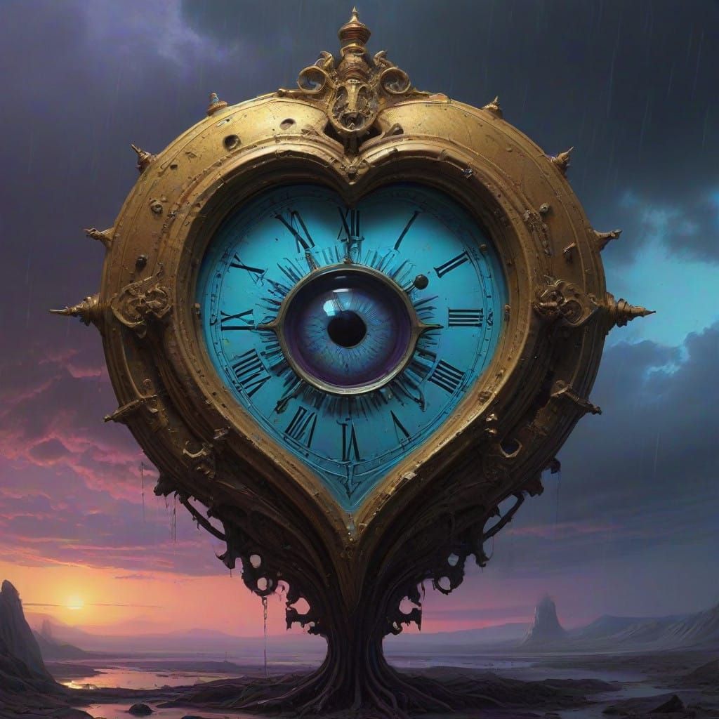 Ethereal Clockscape in Vibrant Hues