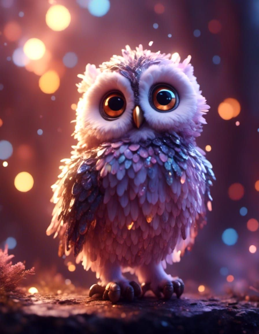 Chibi Owl Chick in Sci-Fi Style