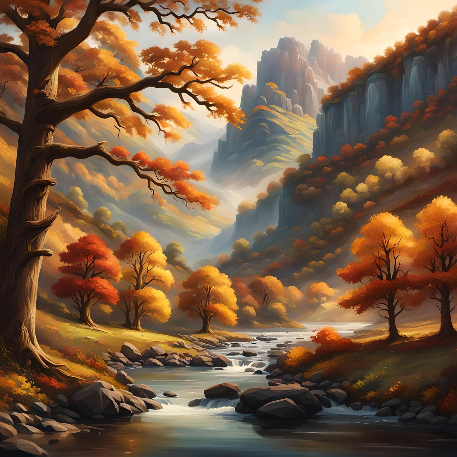 Ethereal Autumn Landscape Concept Art