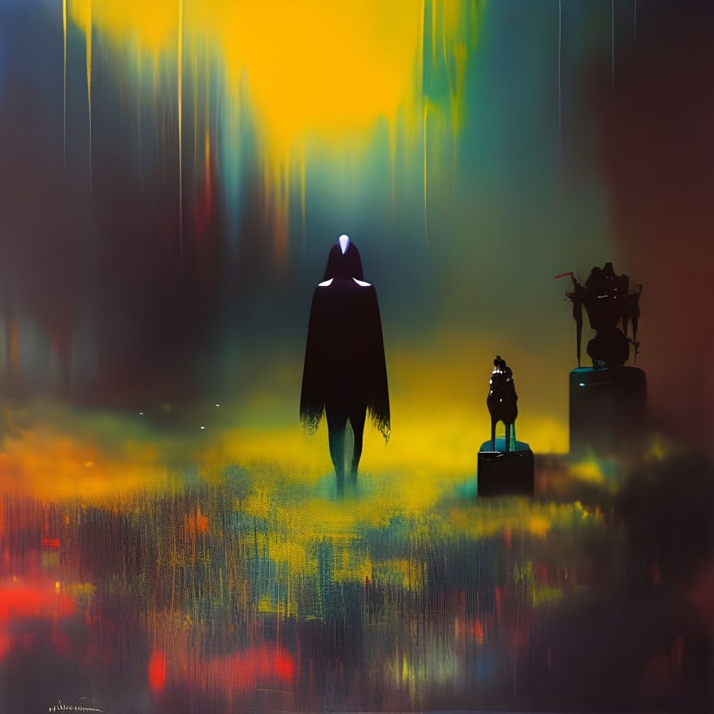 Mystic Dreamscape with Floating Objects, Acrylic Pouring