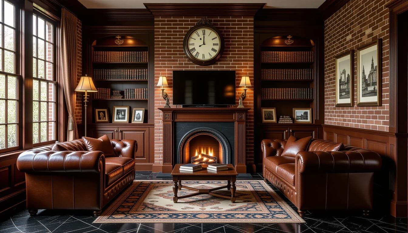 Victorian Living Room Oil Painting with Dramatic Lighting