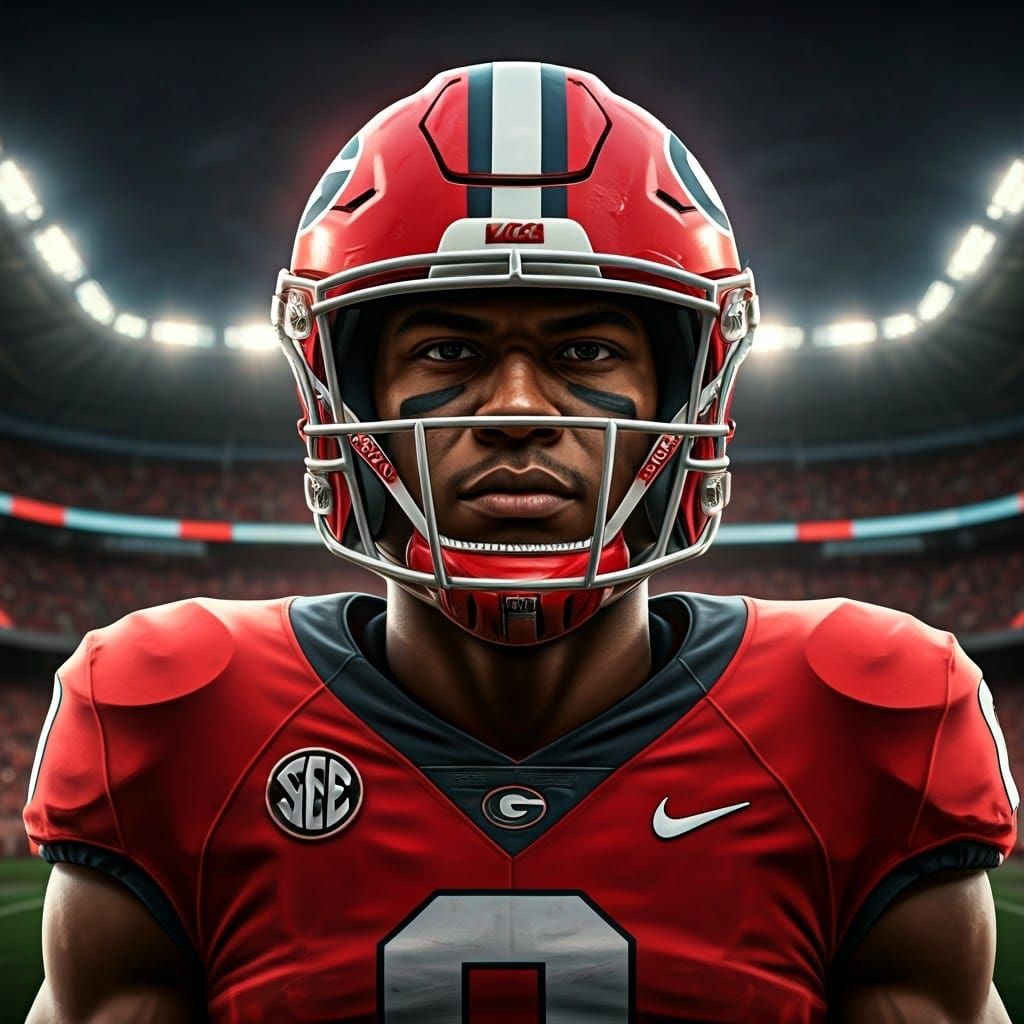 Bulldogs Football Player Portrait in Art Nouveau Style