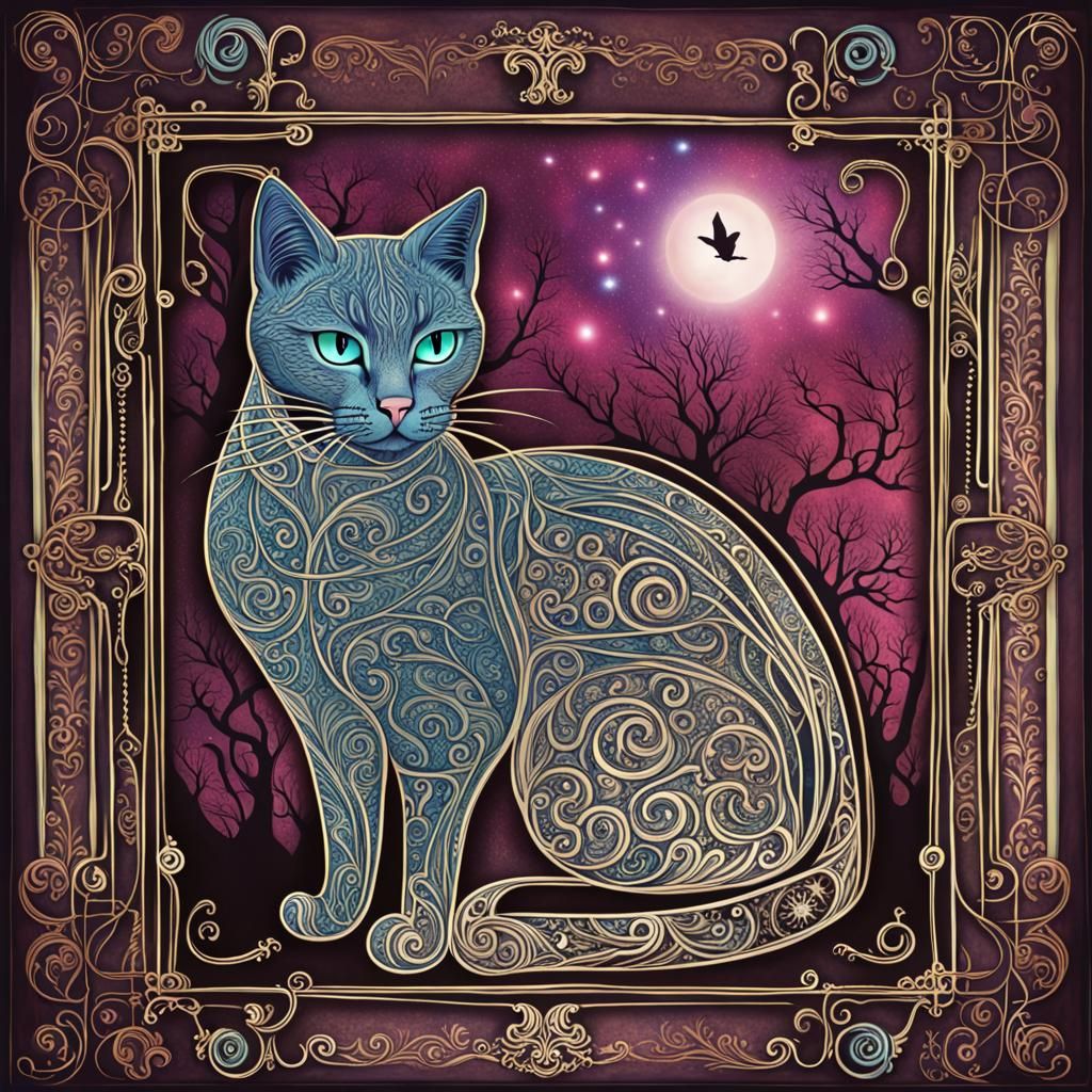 Fantastical Filigreed Luminous Cat
