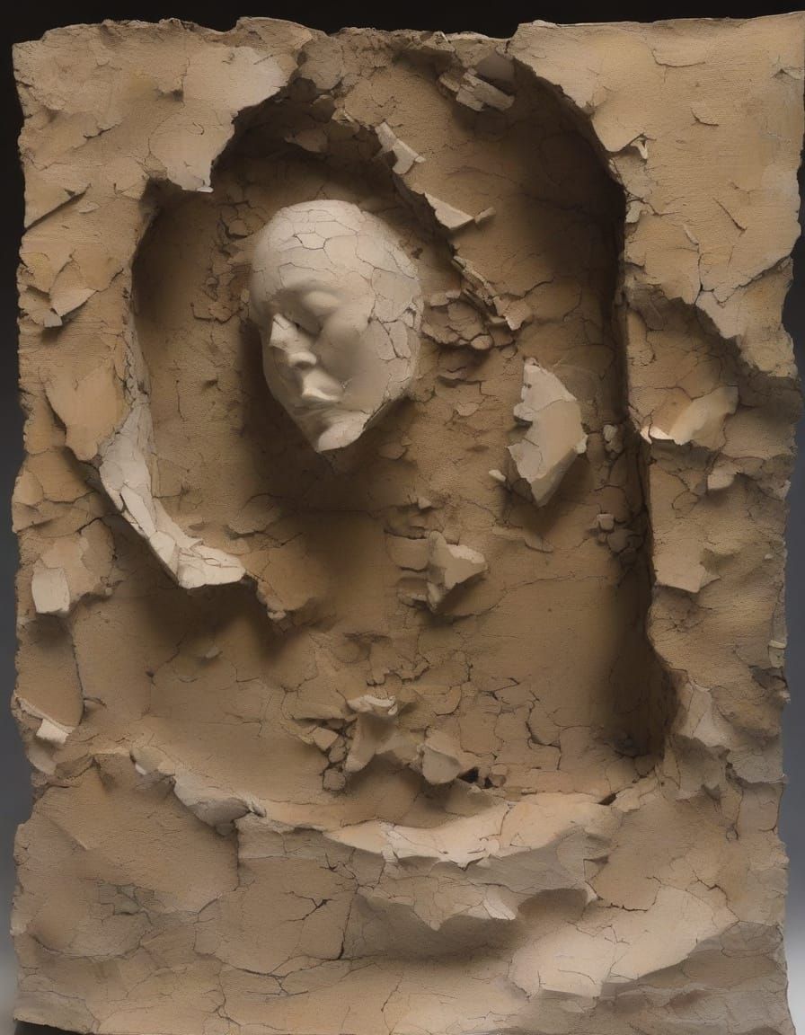 Ruin Monument in Earthy Abstract Expressionism