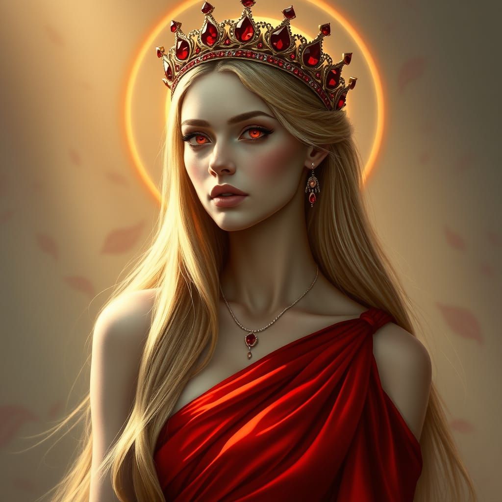 Goddess of Love in Crimson Elegance