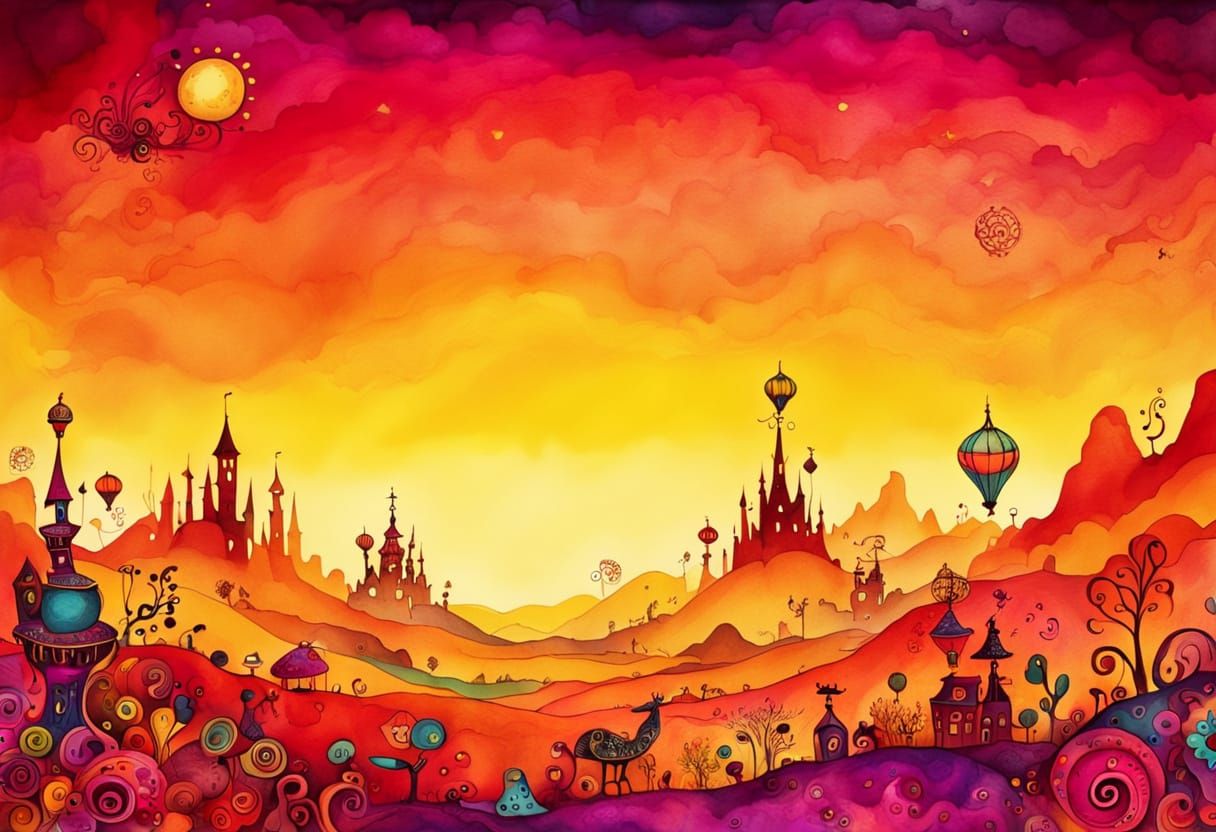 Whimsical Doodles and Claymation Figures in a Vibrant World