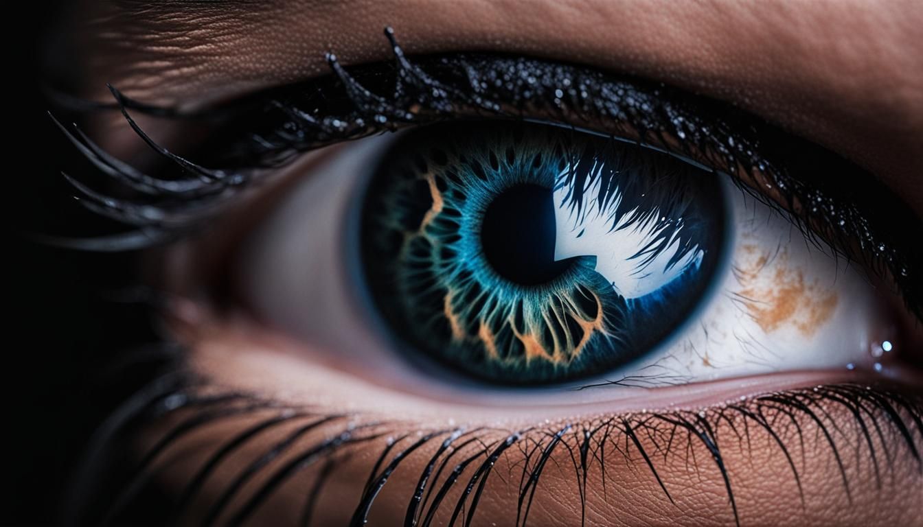 Macro Shot of Eye with Black Cloudy Tattoo