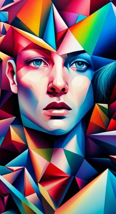 Polychromatic Geometric Art Inspired by Bauhaus