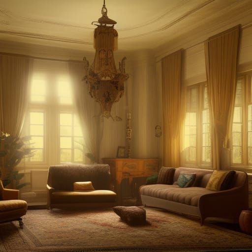 Luxurious 1920s Living Room in Art Deco Style