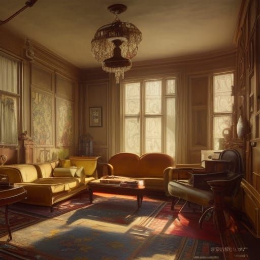 Elegant 1920s Living Room in Art Deco Style