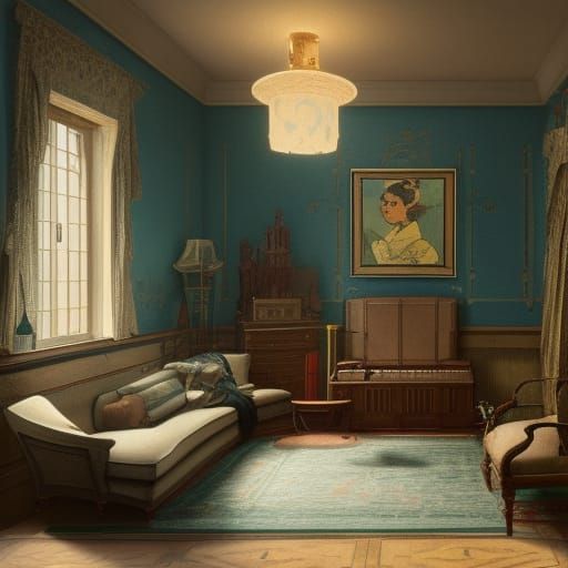 Luxurious 1920s Living Room in Art Deco Style