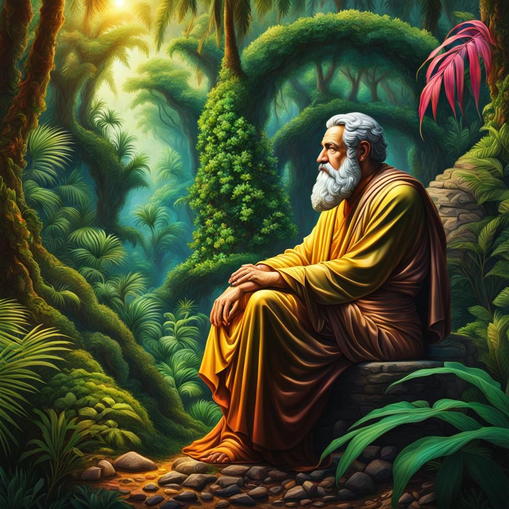 Aristotle Contemplating in a Mystical Jungle
