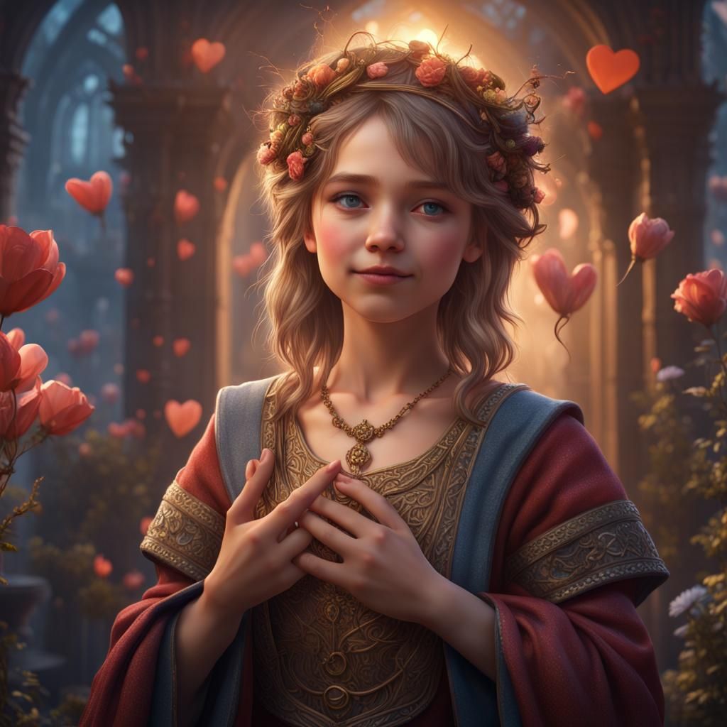 Radiant Girl Embodies Love and Joy