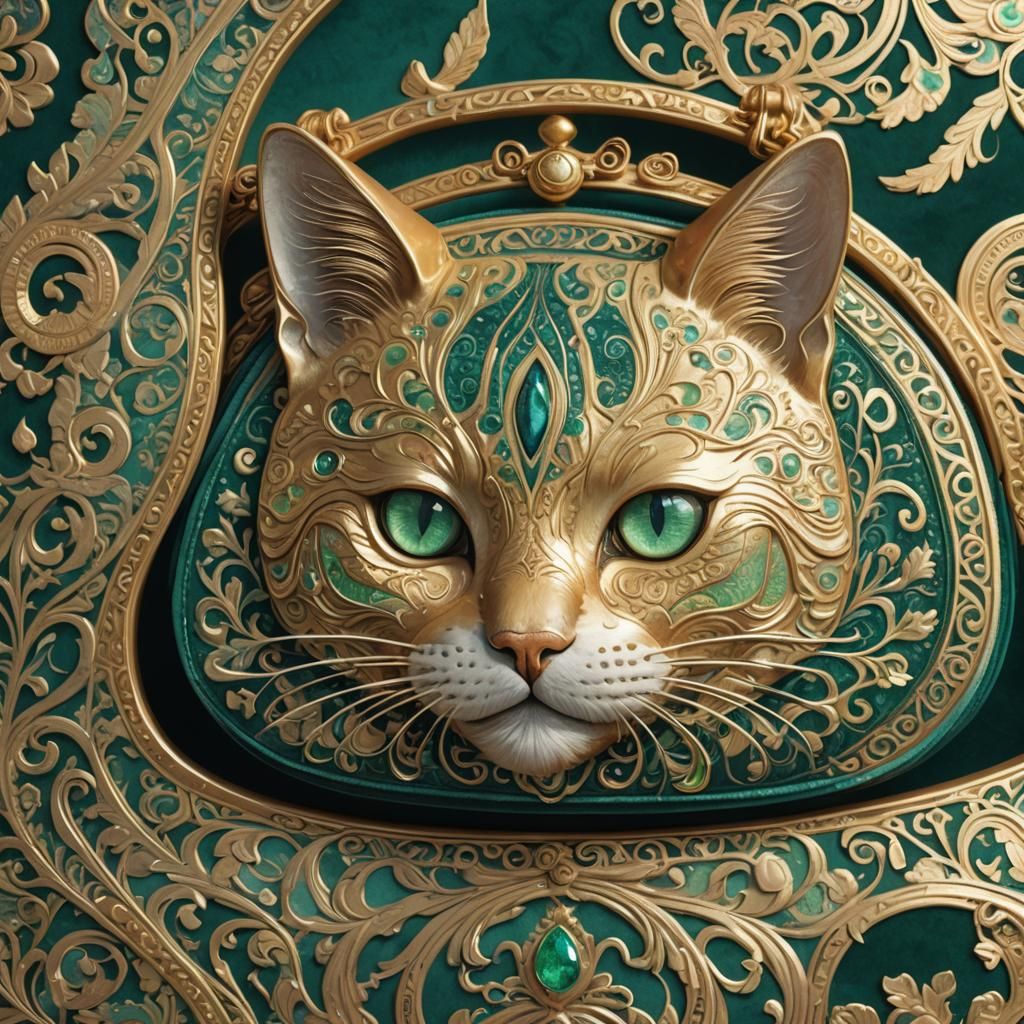 Cat Purse with Greek Frieze Vector Print