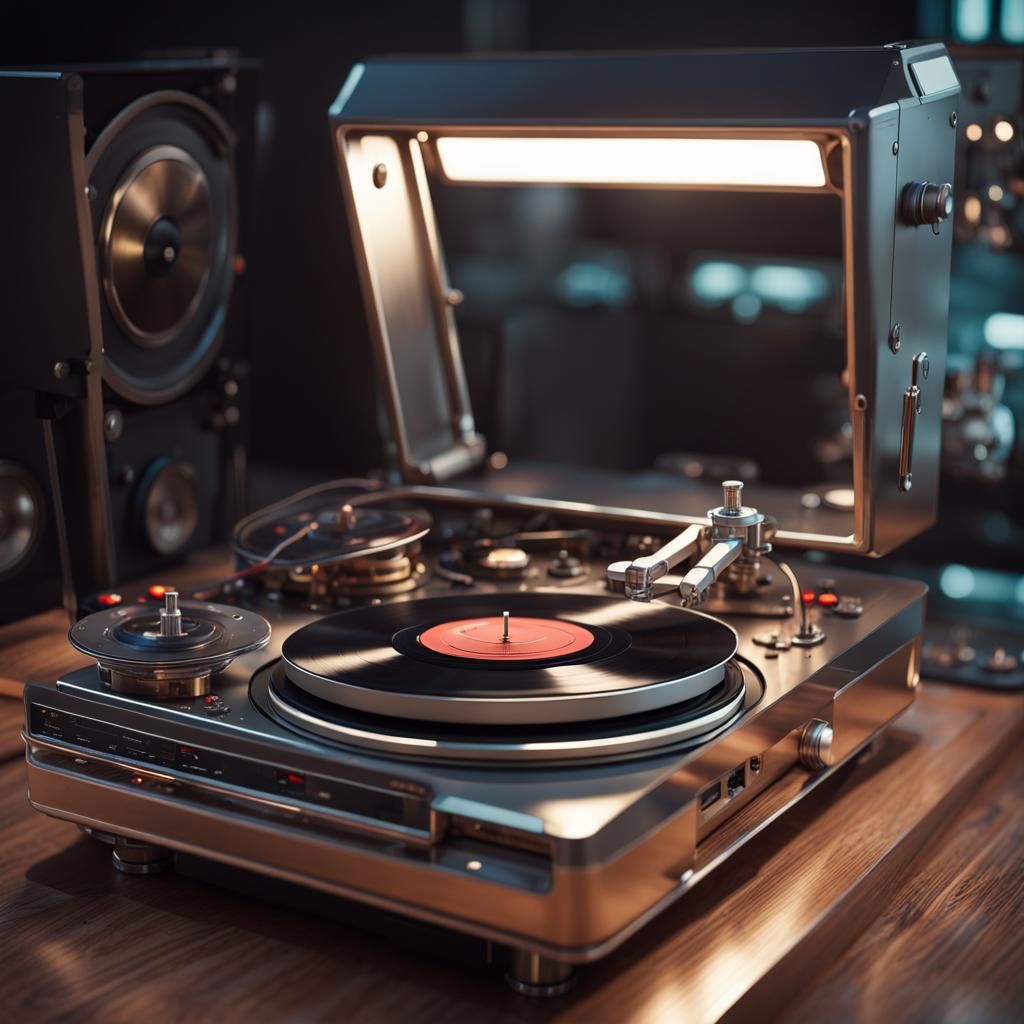 Vintage Vinyl Meets Future: Sci-Fi Concept Art