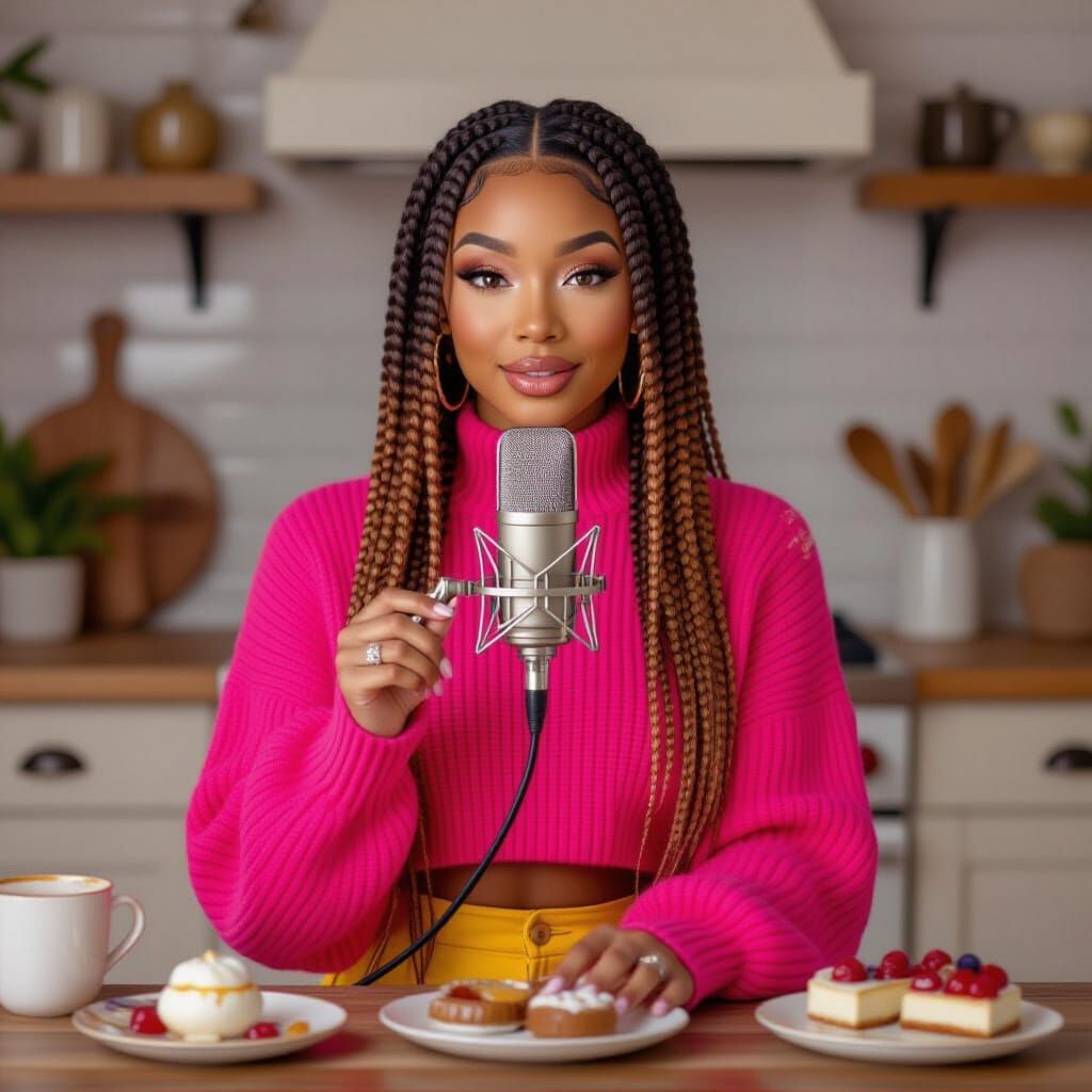 Talia Tate ASMR Influencer in Fuchsia Sweater